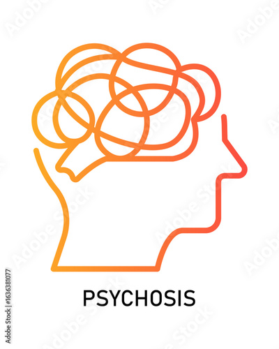 Minimalist Line Art Brain Mental Health Confusion Mind Icon Symbol