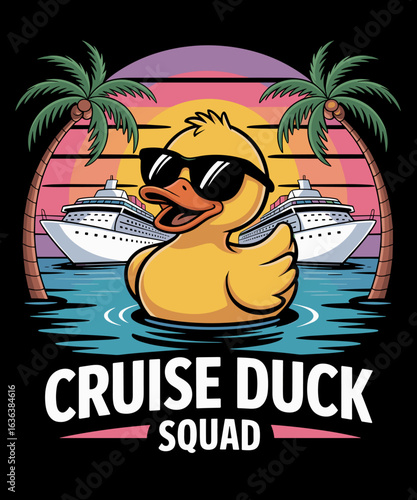 Retro Funny Duck Cruise Rubber Duck Squad Vacation Cruise Ship