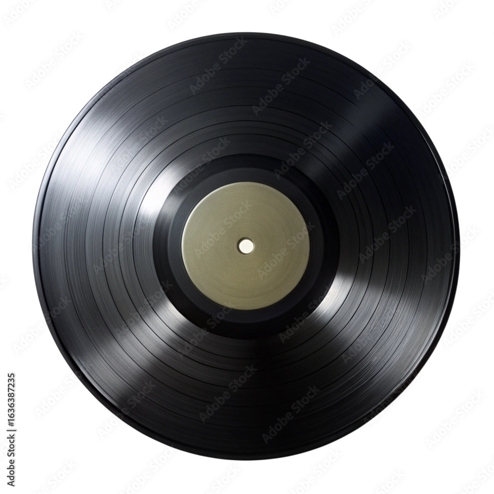 Obraz premium Isolated Black Vinyl Record with Gold Label on Transparent Background