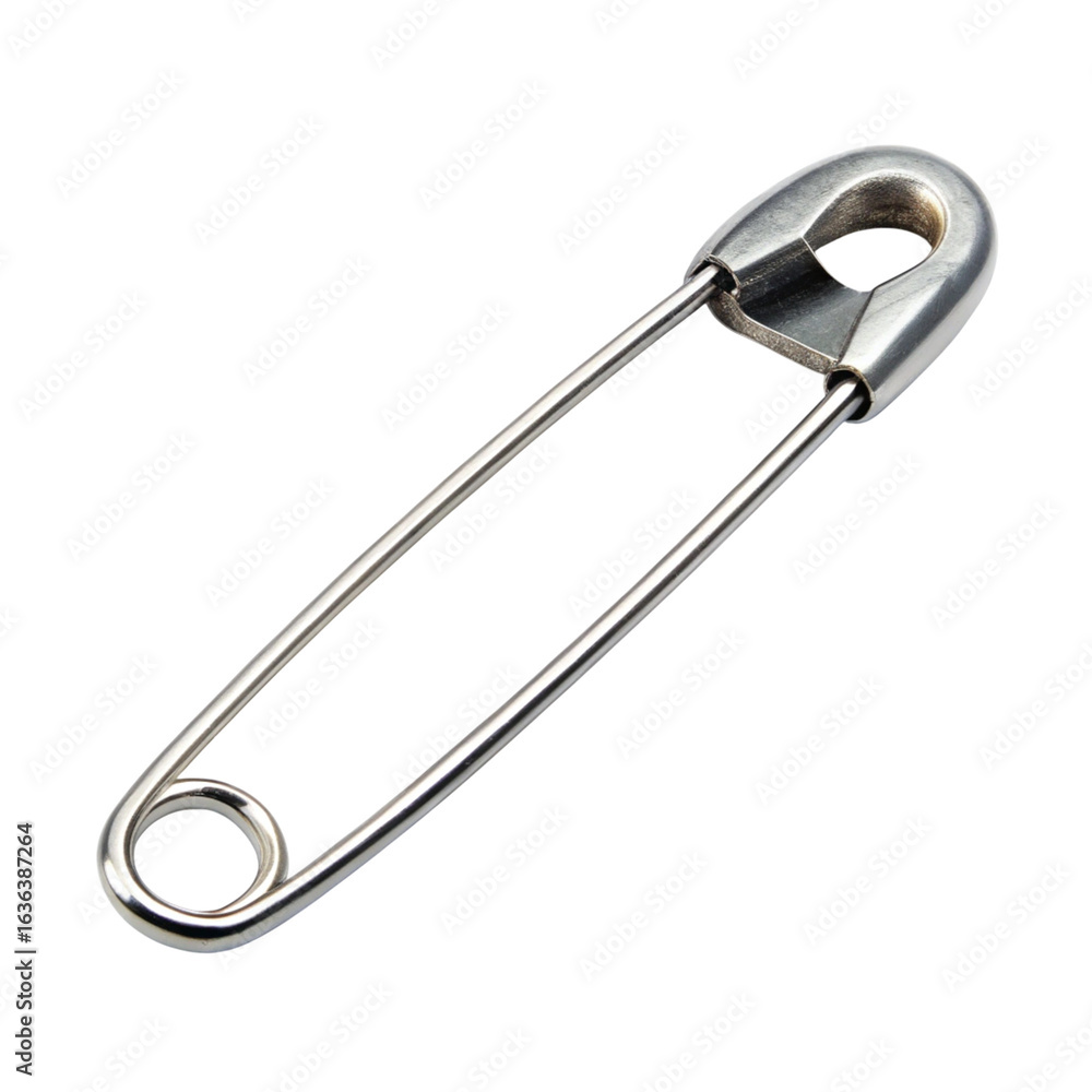 Isolated Silver Safety Pin on Transparent Background for Sewing and Craft Projects Isolated Silver Safety Pin on Transparent Background for Sewing and Craft Projects