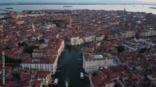 Venice, Italy - Venetian Dawn Panorama: Aerial Journey over Ponte dell’Accademia