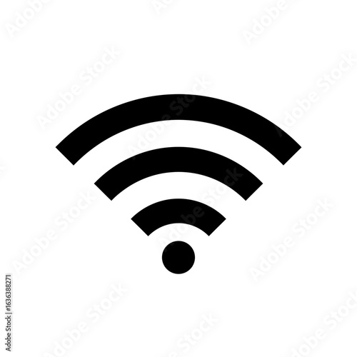Black wifi symbol with three curved lines and dot silhouette