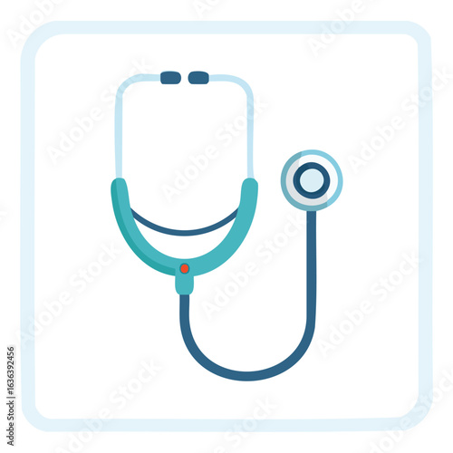 Stethoscope Icon with Rounded Square Frame - AI Generated