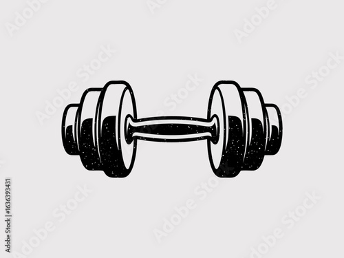 Classic chrome dumbbell isolated on white background