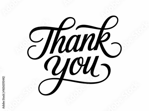 Elegant thank you calligraphy isolated on white background