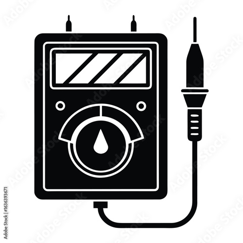 multimeter measuring voltage on white background.