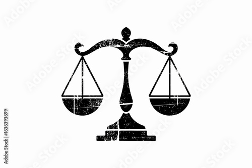 Black scales of justice symbol isolated on white background