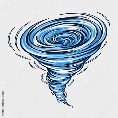 Stylized Blue Tornado Depicting Powerful Atmospheric Weather Phenomenon