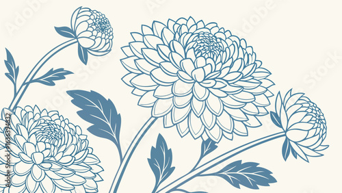 Elegant floral design featuring dahlia flowers in a vintage style, perfect for adding a touch of nature and sophistication