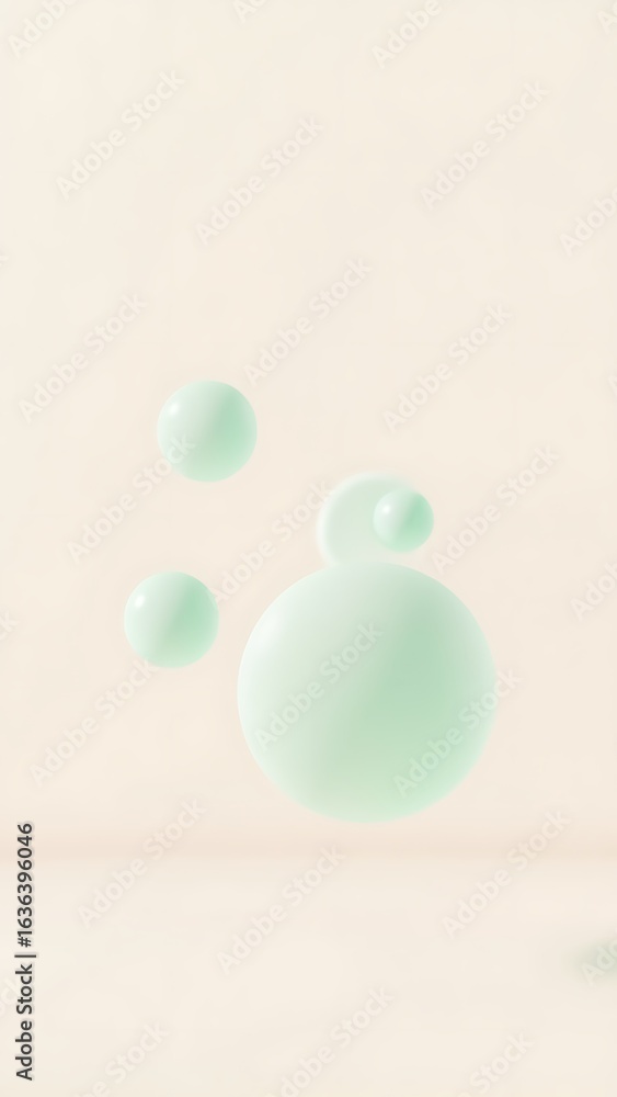 Obraz premium 光と影が織りなすミントグリーンの球体背景