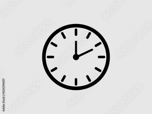 Simple black clock icon on a light gray background