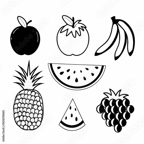set of fruits and berries