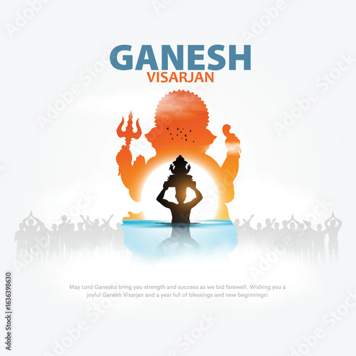Happy anant chaturdashi or Ganesh visarajn banner design of Indian festival. Creative vector template.