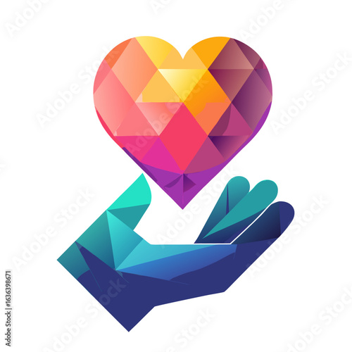 Glowing Heart in Hand Vector Symbol of Generosity, Love, Kindness, and Giving