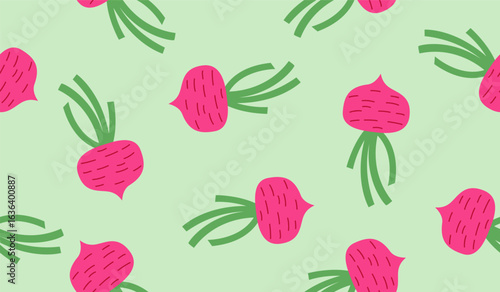Cute beetroot pattern background vector design