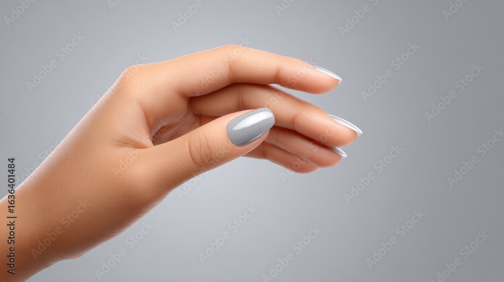 Naklejka premium Elegant female hand manicure soft natural light beauty closeup nail art environment