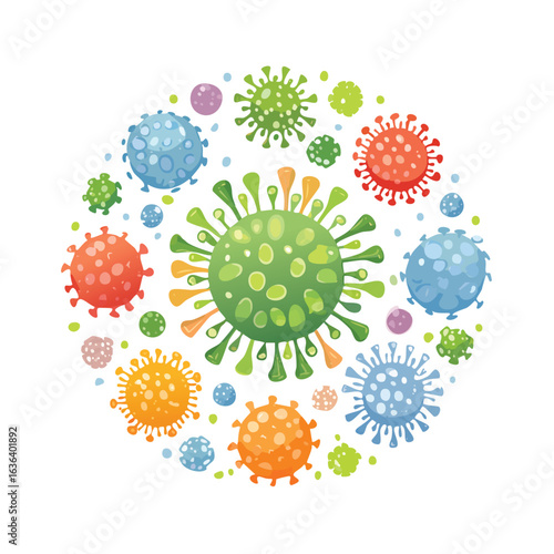 Vibrant Virus and Germs Collection - AI Generated