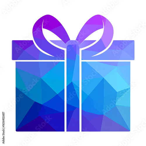 Abstract Geometric Gift Box Icon with Gradient Colors, transparent background