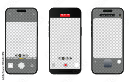 Smartphone Camera Interface Photo and Video UI for Mobile App Mockup Vector Illustration