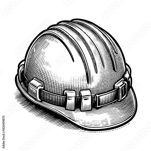 safety helmet for construction worker in Engraved Vintage Style