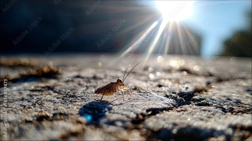 Fototapeta premium Insect on ground sunlight