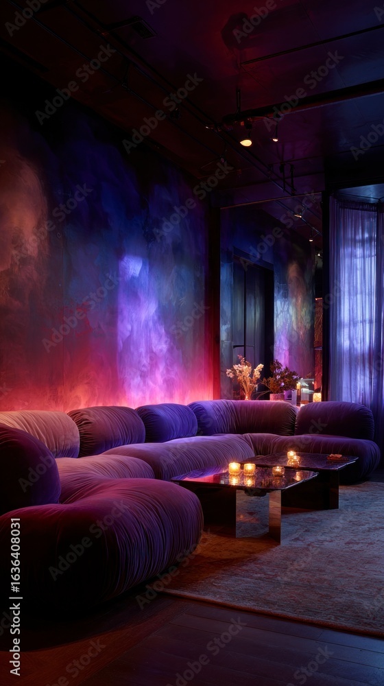 Fototapeta premium Modern purple living room interior
