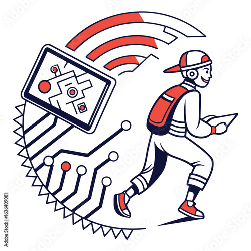 illustration of a postman delivering mail