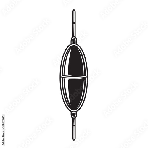 Classic black and white fishing bobber icon representing angling equipment and outdoor recreation