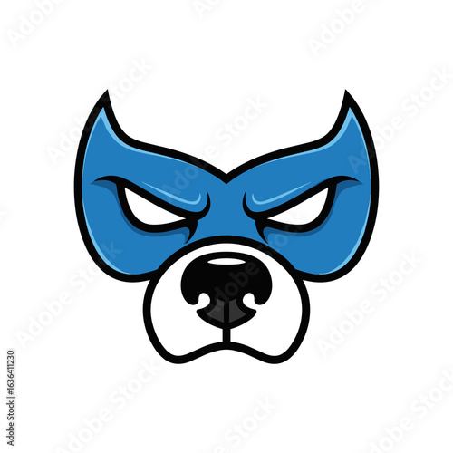 Dog Face Wearing Blue Superhero Mask Icon