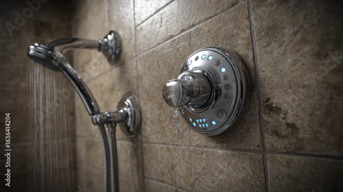 Modern shower valve and head detail
