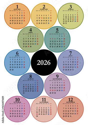 2026年の年間カレンダー 月曜始まり