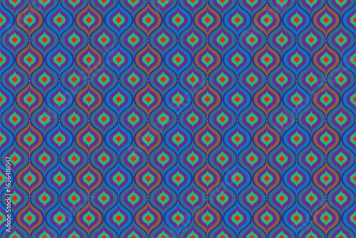 Textile design, wallpaper, and wrapping paper texture with an abstract weathered art deco trellis seamless background tile.

