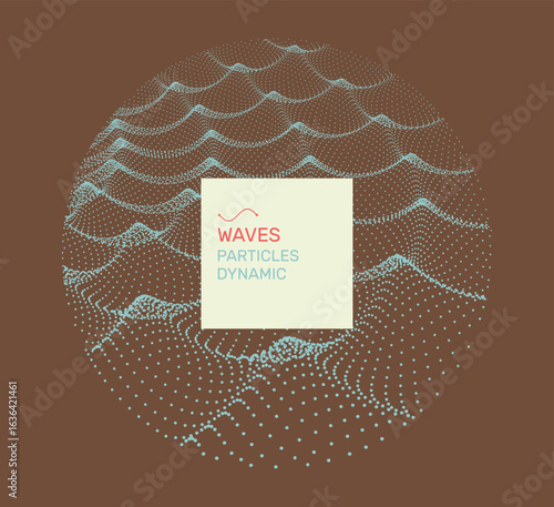 Wave. Grid structure. Ripple effect. Illustration of circles. Copy cpace. Vector for brochure, poster, cover, card, presentation, flyer or banner.