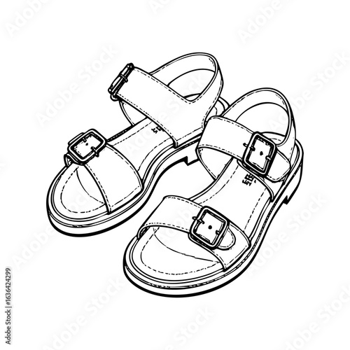 Detailed engraving style pair of platform sandals
