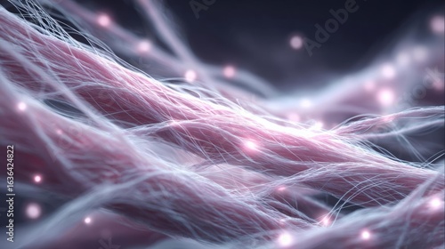 Intricate texture of fascia fibers illuminated by soft, ethereal light