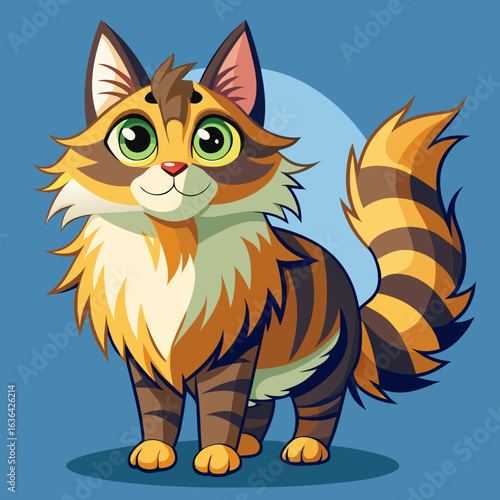 vector illustration of maine coon, standing majestic, cartoon
