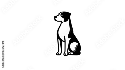 Simple, outlined, navy blue dog head graphic on a white background.