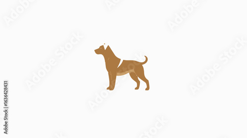Simple, stylized illustration of a brown dog standing alert.