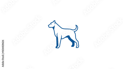 Simple, stylized illustration of a standing dog in profile view.