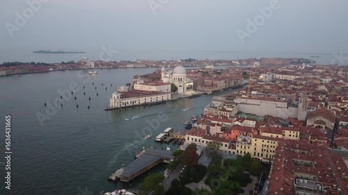 Venice, Italy - Venetian Dawn Panorama: Aerial Journey over Ponte dell’Accademia
