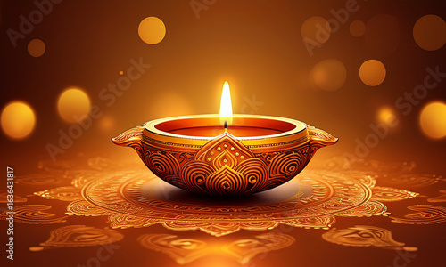 Colorful diya lamps lit during diwali celebration
