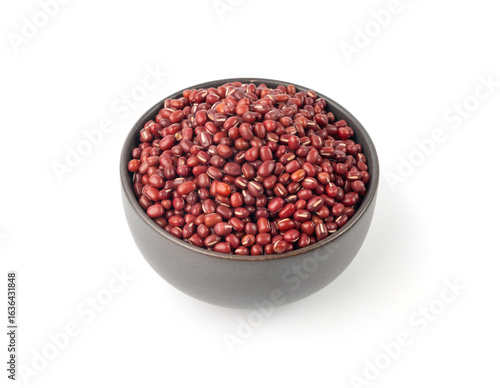 Red adzuki beans isolated, raw azuki bean pile, Vigna angularis legume seeds, dry red mung bean