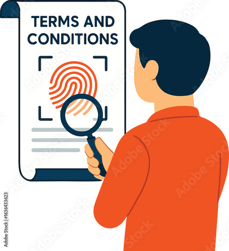 Person analyzing terms and conditions Illustration