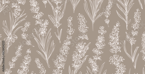 Lavander print pattern background in provance style, floral background. Pastel tones vintage style wallpaper in vector.