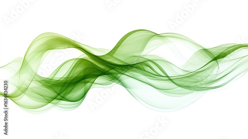 Green Translucent Flowing Wave Abstract Background 
