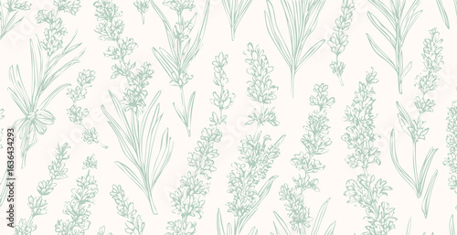 Lavander print pattern background in provance style, floral background. Pastel tones vintage style wallpaper in vector.
