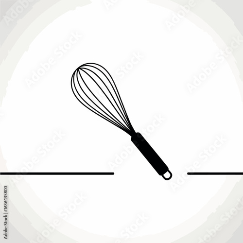 Simple silhouette of a kitchen whisk on a white background
