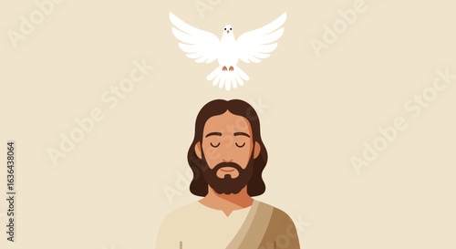 Jesus Christ with Dove: Religious Iconography and Spiritual Symbolism