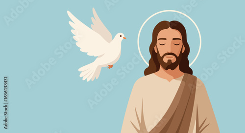 Jesus Christ and Holy Spirit Dove Illustration