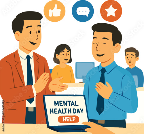 Manager applauding positive feedback culture Illustration